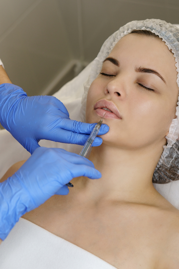Woman getting a lip filler