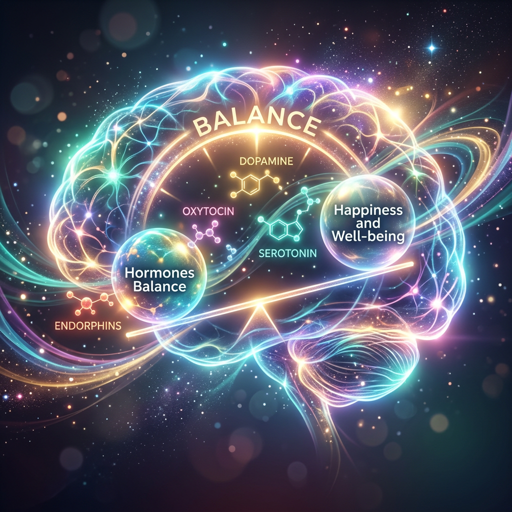 Abstract happy hormone concept with glowing balance